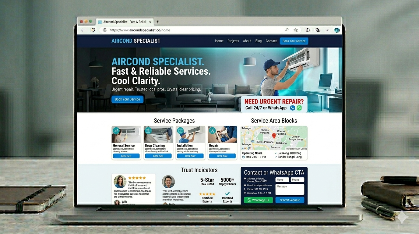 Aircond Specialist website preview