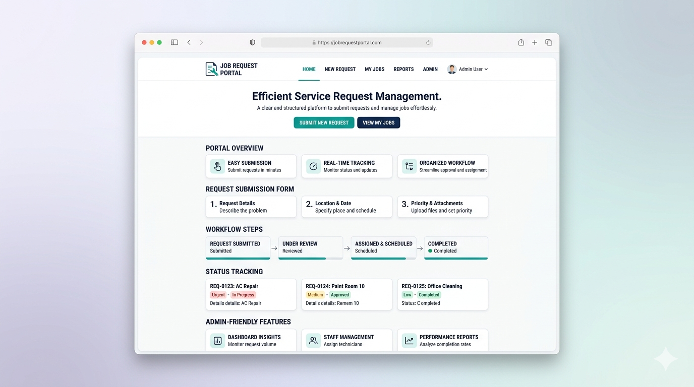 Job Request Portal website preview