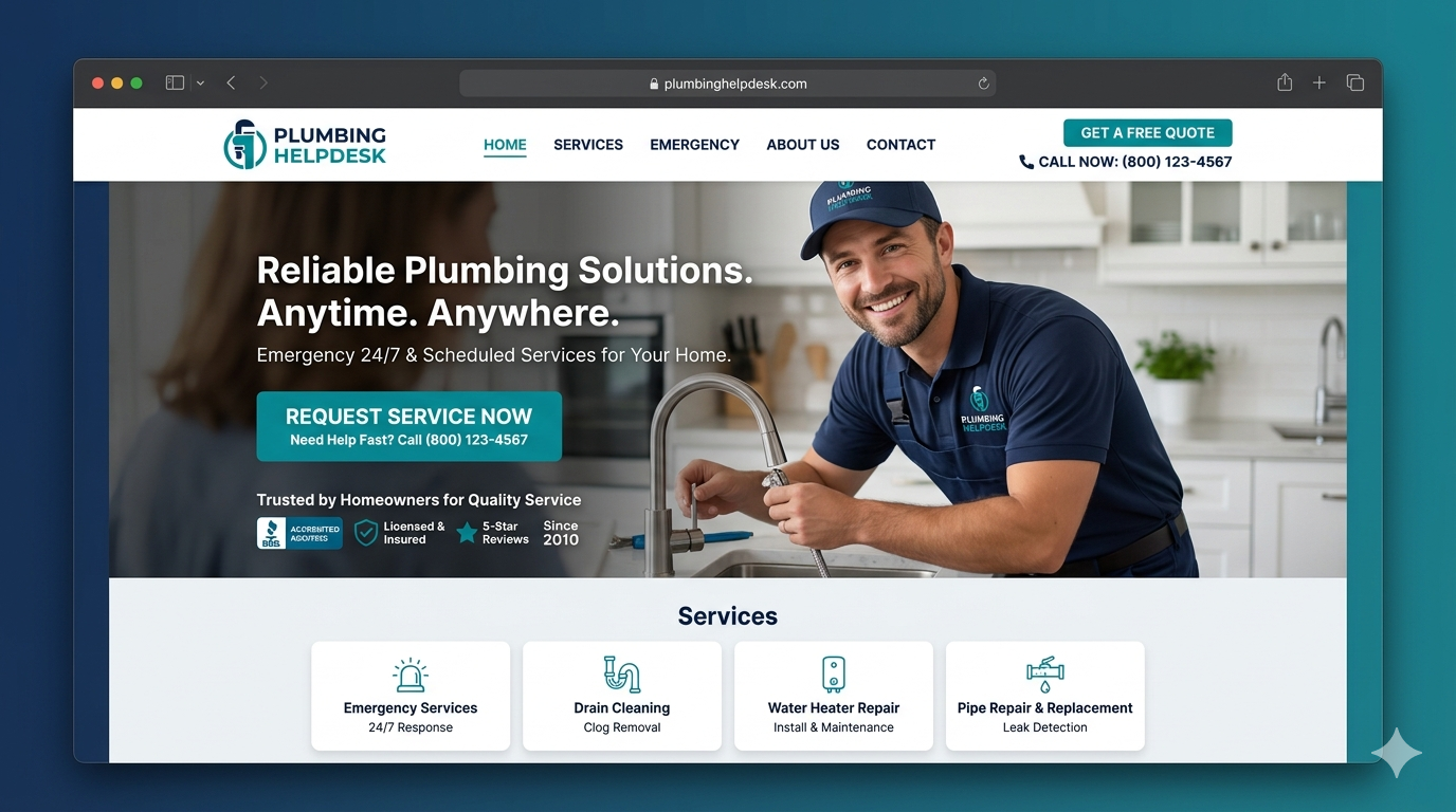Plumbing Helpdesk website preview