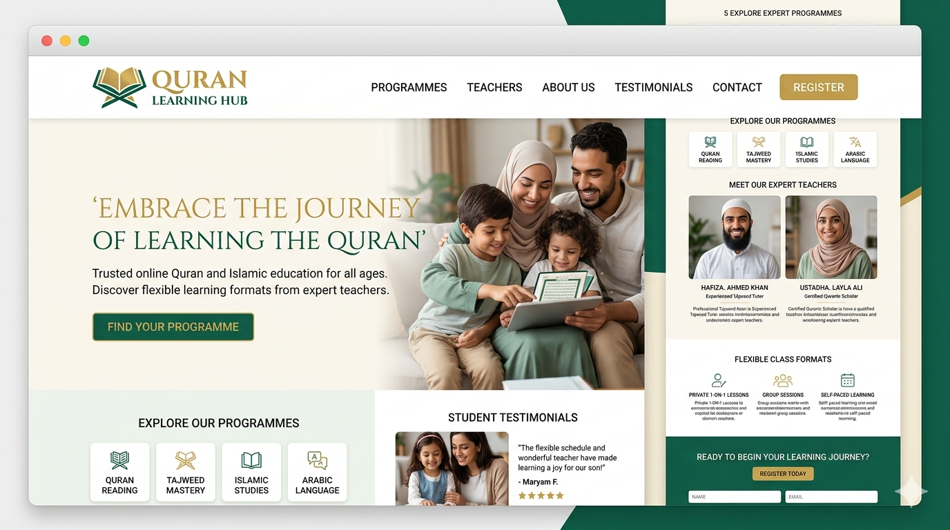 Quran Learning Hub website preview