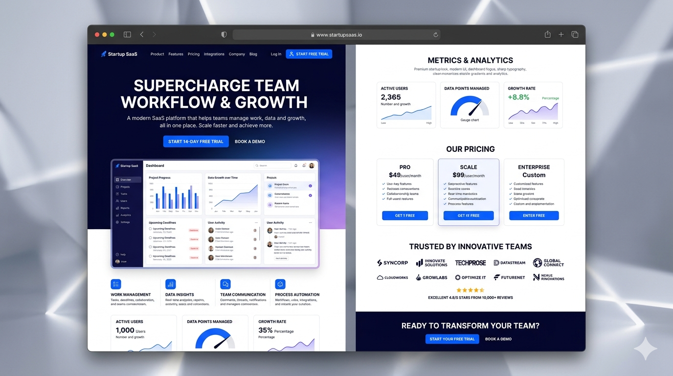 Startup SaaS website preview