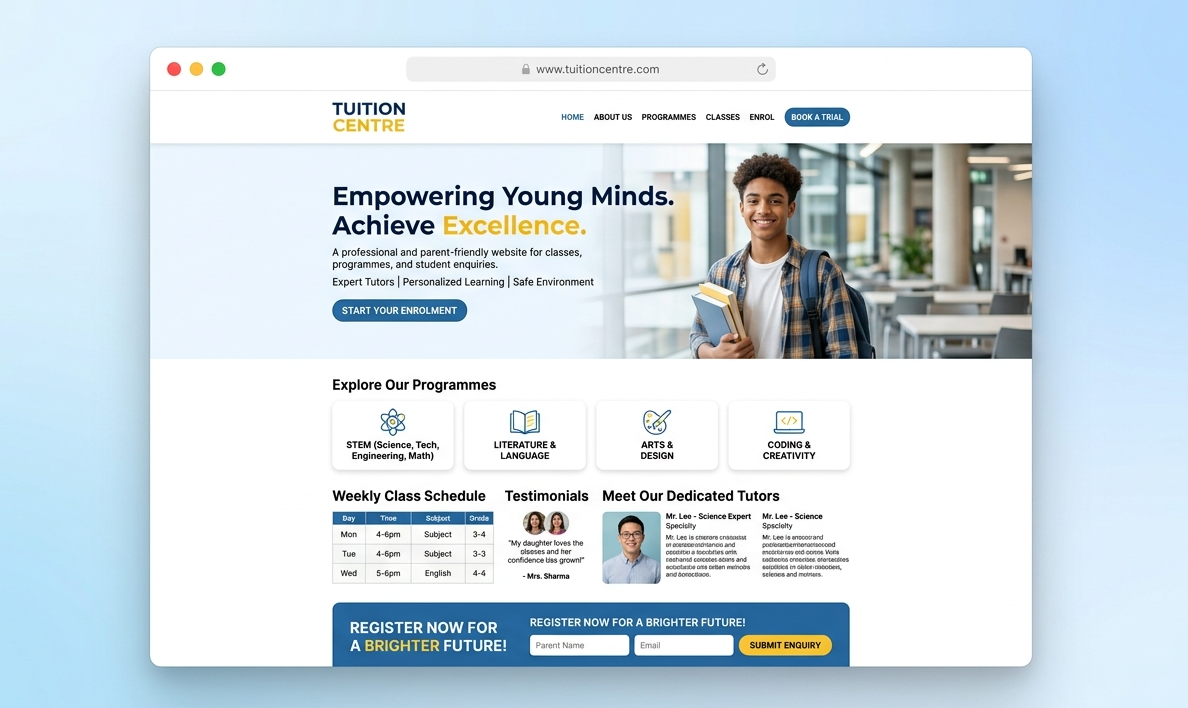 Tuition Centre website preview